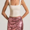 Falda Lunara con adornos de lentejuelas en rosa