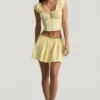 Falda Maira de popelín de algodón fruncido en amarillo limón