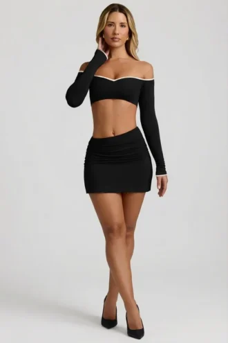 Falda Mari Modal con cintura asimétrica en negro