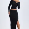 Falda maxi de talle bajo Carolina Modal en negro