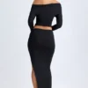 Falda maxi de talle bajo Carolina Modal en negro