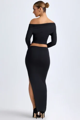 Falda maxi de talle bajo Carolina Modal en negro
