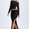 Falda maxi de talle bajo Carolina Modal en negro