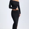 Falda maxi de talle bajo Carolina Modal en negro