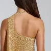 Falda micro de corte A y talle bajo con adornos Adhara en dorado