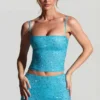 Falda micro de talle medio con adornos Inina en azul aguamarina
