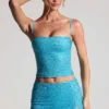 Falda micro de talle medio con adornos Inina en azul aguamarina