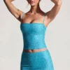 Falda micro de talle medio con adornos Inina en azul aguamarina