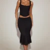 Falda midi acampanada de encaje Fjolla en negro