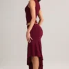Falda midi asimétrica de talle bajo Niva Modal en color vino