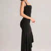 Falda midi asimétrica de talle bajo Niva Modal en negro