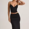 Falda midi de talle medio con fruncidos Luella de modal en negro