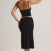Falda midi de talle medio con fruncidos Luella de modal en negro