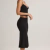 Falda midi de talle medio con fruncidos Luella de modal en negro