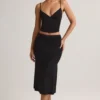 Falda midi de talle medio con fruncidos Luella de modal en negro
