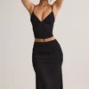 Falda midi de talle medio con fruncidos Luella de modal en negro