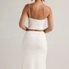 Falda midi de talle medio con fruncidos Luella Modal en blanco