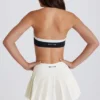 Falda-pantalón de tenis plisada de talle bajo y tejido suave en color marfil