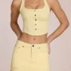 Falda-pantalón vaquera de talle bajo Virella en amarillo limón