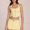 Falda-pantalón vaquera de talle bajo Virella en amarillo limón