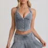 Falda plisada de talle bajo Laika en azul claro