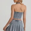 Falda plisada de talle bajo Laika en azul claro