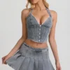 Falda plisada de talle bajo Laika en azul claro
