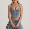 Falda plisada de talle bajo Laika en azul claro