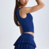 Falda plisada en capas de talle bajo Nada en azul marino