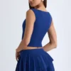 Falda plisada en capas de talle bajo Nada en azul marino
