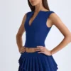 Falda plisada en capas de talle bajo Nada en azul marino