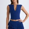 Falda plisada en capas de talle bajo Nada en azul marino
