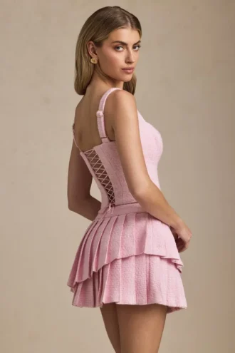 Falda plisada en capas de talle bajo Nada en rosa suave