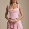 Falda plisada en capas de talle bajo Nada en rosa suave