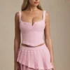 Falda plisada en capas de talle bajo Nada en rosa suave