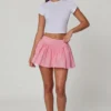 Falda Thia con detalle de lazo y bordado inglés en rosa suave
