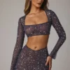 Falda transparente con adornos y corte en V de Thalassa en azul marino