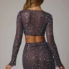 Falda transparente con adornos y corte en V de Thalassa en azul marino