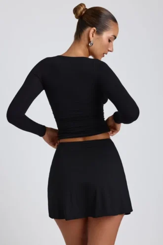 Faldapantalón mini de corte A Solene en modal negro