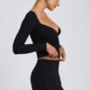 Faldapantalón mini de corte A Solene en modal negro