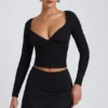 Faldapantalón mini de corte A Solene en modal negro