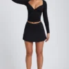 Faldapantalón mini de corte A Solene en modal negro