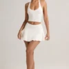 Faldita-pantalón corta con fruncidos de modal Keoni en blanco