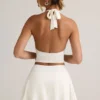 Faldita-pantalón corta con fruncidos de modal Keoni en blanco