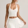 Faldita-pantalón corta con fruncidos de modal Keoni en blanco
