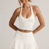 Faldita-pantalón corta con fruncidos de modal Keoni en blanco