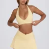 Faldita-pantalón cruzada de jersey cepillado en marmolado limón