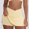 Faldita-pantalón cruzada de jersey cepillado en marmolado limón