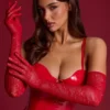 Guantes de encaje Poe en rojo fuego