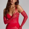 Guantes de encaje Poe en rojo fuego